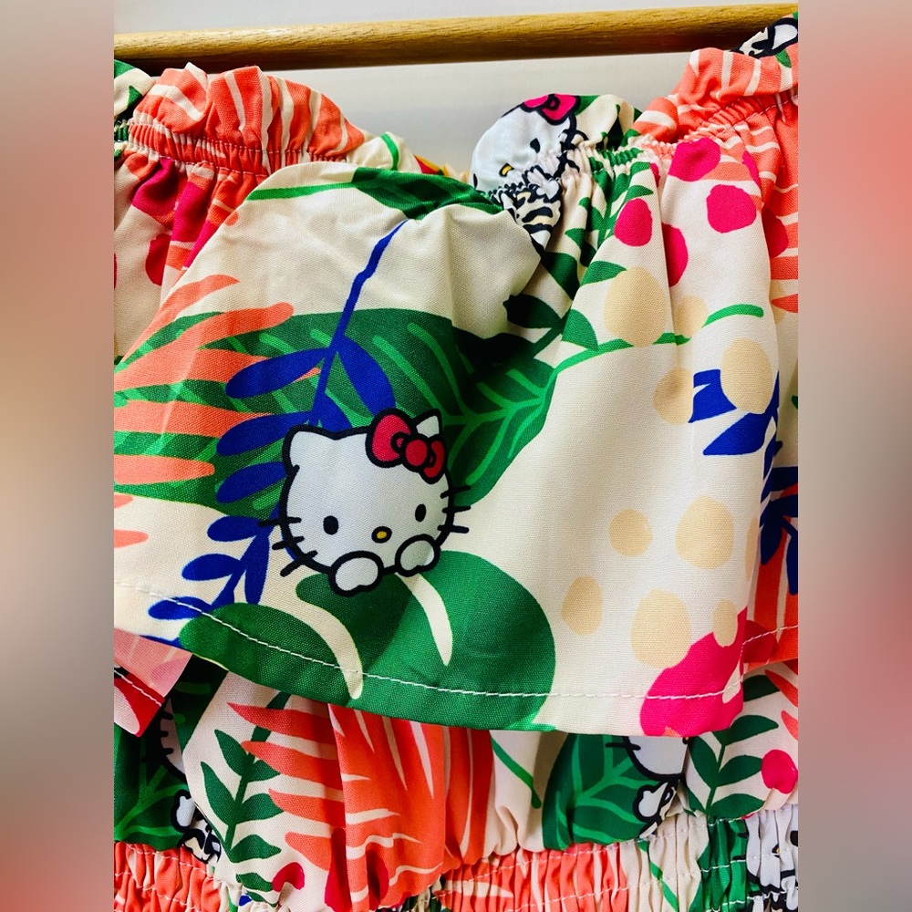 Hello Kitty and Friends Girls Off Shoulder Tropical Print Dress 9Y SHEIN X - Picture 9 of 16